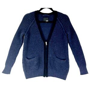 Aritzia Wilfred Free Cardigan Womens Wool-Alpaca-Blend Blue Shaker Knit